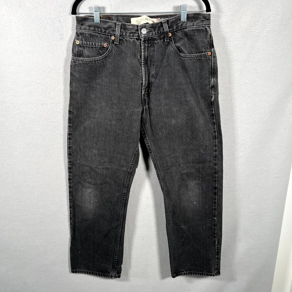 Levi's 505 Jeans Men 34x30 Gray Denim Light Wash Cotton Regular Fit Straight Leg